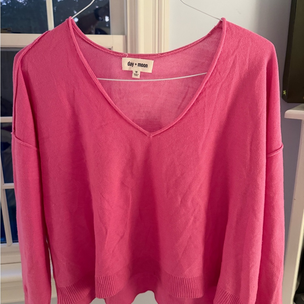 Day + Moon Pink V-Neck Sweater